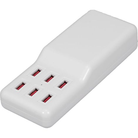 Multifonctionnel Dock De Charge De Telephone Avec 6 Ports Usb Chargeur Apple Telephone Android Ipad Appareil Photo Numerique Dock De Charge Pour Home Office Eu Plug, Blanc, Prise Ue (1/5)