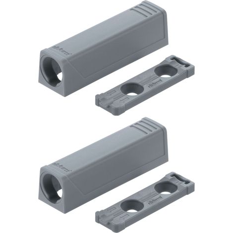 2x Adaptateur support droit à visser Blum 956.1201 53x14mm pour push to open loqueteau de porte Tip-on Charnière Meuble Cuisine Butée Fermeture Piston, gris (1/4)