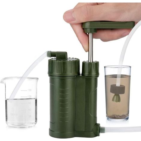 Bomba de filtro de agua externa multicapa, elimina las bacterias, adecuada para senderismo, acampada y situaciones de emergencia.