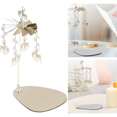 Plateau triangulaire rond Dorles, porte-bougie rotatif, bougie parfumée, carrousel romantique, style européen créatif, décoration de table, flocon de neige doré, cerf (1/5)