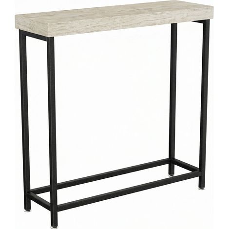 Nikki - Consola de entrada y salón rectangular 75x75x24 cm estilo industrial en metal y MDF bleach