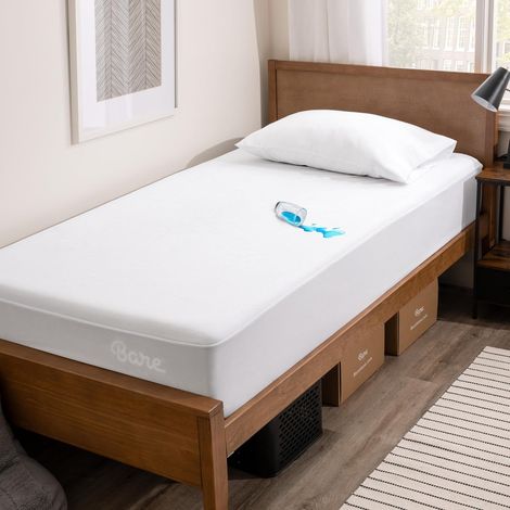 Protège-matelas pour lit simple – 90 x 190 cm – 100 % imperméable – Sans vinyle – Housse de matelas rafraîchissante (lit simple, blanc) (1/5)