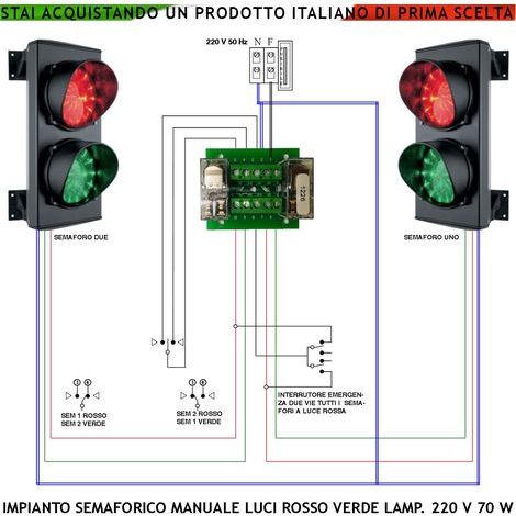 Semaforo Esterno Garage 24 Led Rossi e 24 Led Verdi Lente Ø 124 mm Orientabili 180° Alimentazione 230 V 3 W IP65 Funzioni Teleinvertitore Interbloccato 230 V Comando da Operatore Controllo Parcheggio (1/5)