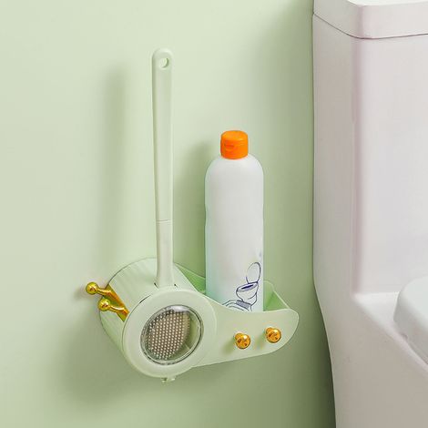 Ensemble brosse ventouse WC en forme d'escargot, brosse de nettoyage pour cuvette de toilettes en plastique à long manche, verte (1/5)