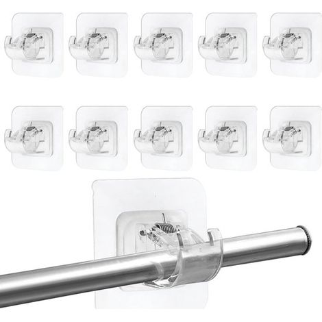 Set da 20 pezzi di supporti per asta per tende senza foratura – Supporti trasparenti autoadesivi per asta – Ganci adesivi per aste per tende in cucina e bagno (1/5)