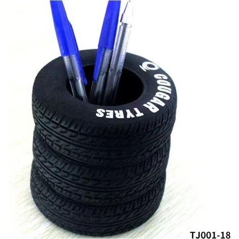 Organisateur de bureau design pneu - Support multifonction pour stylos, outils de maquillage et décoration (1/5)