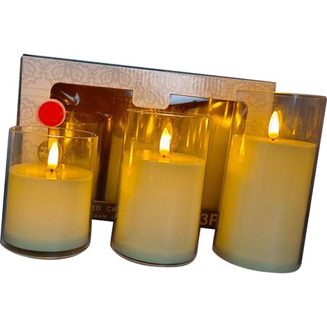 Lot de 3 bougies LED sans flamme électriques pour mariage table festival célébration décoration mèche bullet (1/4)