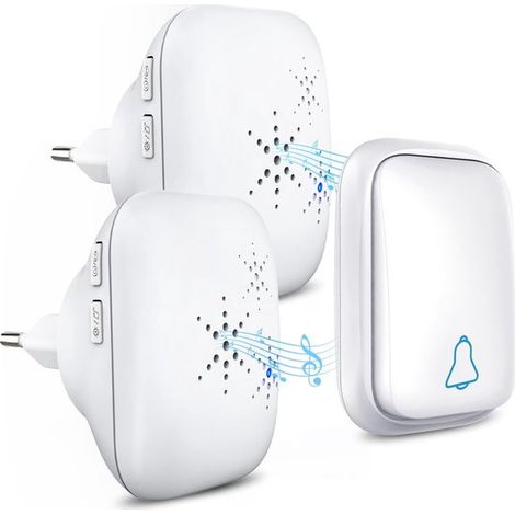 Kabellose Türklingel ohne Batterien, für den Außenbereich, wasserdicht, mit 2 Empfängern, Schutzart IP68, 150 m Reichweite, 4 Lautstärkestufen, 3 (1/5)