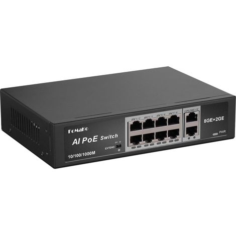 Switch PoE Full Gigabit, 8 Ports PoE+ @120W Commutateur Ethernet Gigabit PoE 8 Ports Plug & Play Mode Extension Récupération Automatique PoE Fonctionnement (P1000) (1/5)
