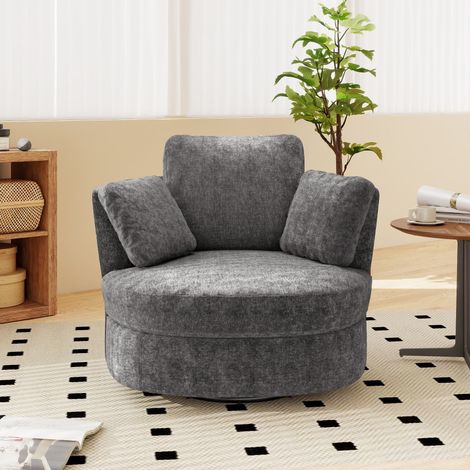 Sillon giratorio 360° de chenilla gris, asiento profundo, carga maxima 160 kg,103x90.5x85,5 cm (1/5)
