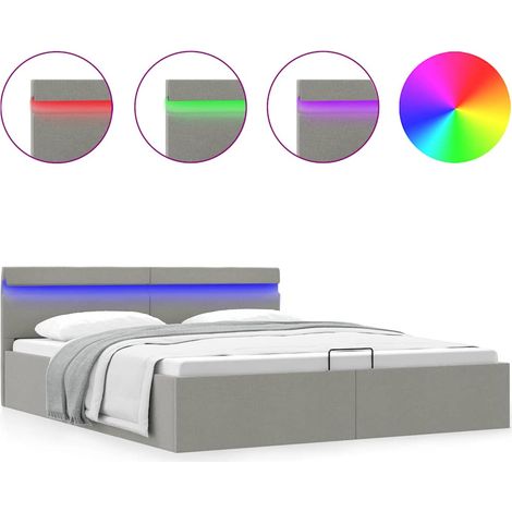 Maison Exclusive - Giroletto con Contenitore e LED Grigio Chiaro Tessuto 180x200cm
