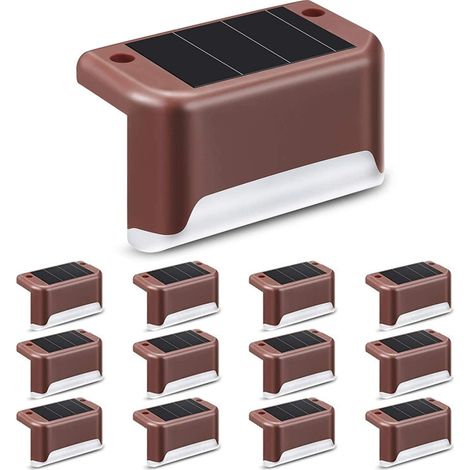 Solarbetriebene Außentreppenleuchten, wasserdicht, 12 Stück, warmweiß