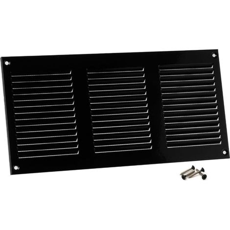 1 - Lüftungsgitter - Lüftungsregister - Metall mit Moskitonetz - Für Wand und Decke - Schwarz - 30 x 15 cm (1/5)