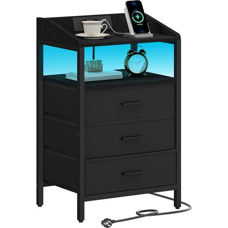 Tables de Nuit avec Lumières LED, avec Ports USB et Prise Type-C (1/5)