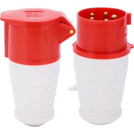 Coupleur de prise industriel 16A 5 broches triphasé IP44 étanche 220-380V/240-415V 3P+N+E (1/4)