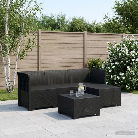 vidaXL Divano da giardino 4 posti aspetto rattan PP Antracite (1/5)