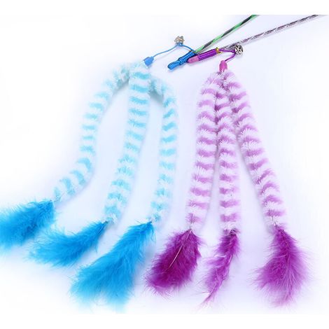 Juguete de varita de actividades para gatos/gatitos con tres colas y plumas, disponible en varios colores. (1/5)