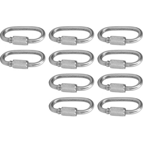 10 mousquetons de sécurité M5 à maillon rapide en acier inoxydable haute résistance, avec vis de verrouillage en forme de D (1/5)