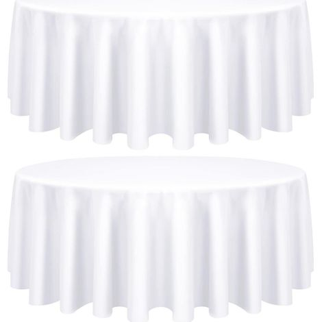 2er-Pack runde Tischdecke 305cm Weiß Polyester Waschbar für Bankett & Hochzeit