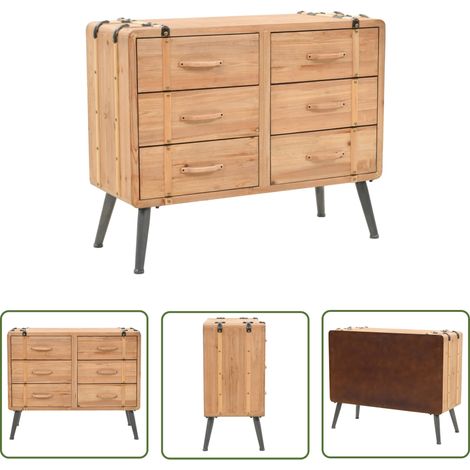 The Living Store Schubladenkommode Massivholz Tanne 91x35x73 cm - Holzschrank - Kommode - Vintage Stil - Holzmöbel - Wohnzimmermöbel (1/5)