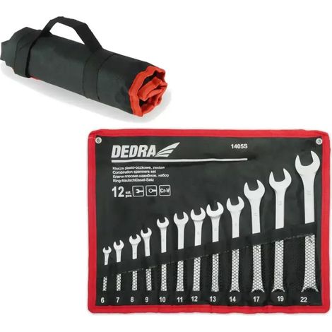 Jeu de 12 Clés Mixtes Plates et Œil (6-22 mm) – Clés Mâles Courantes en Acier Chrome Vanadium (CrV) – Idéal Atelier et Bricolage – Livré en Trousse de Rangement (Modèle 1405S) (1/3)
