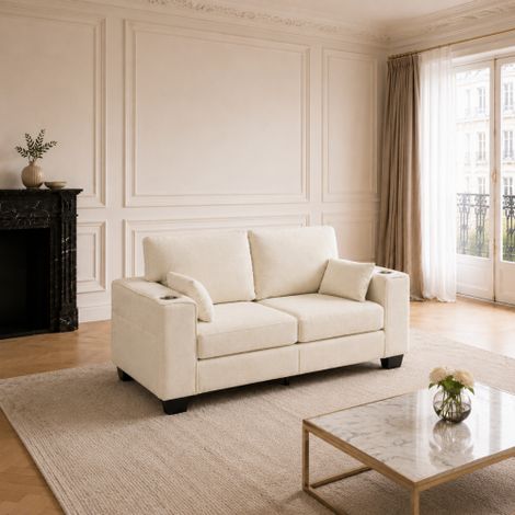 Canapé deux places moderne pour le salon, canapé confortable de 182 cm, assise extra profonde de 53 cm, tissu chenille, coussins à ressorts rembourrés individuellement, structure en bois massif, facil (1/5)