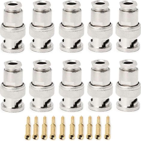 Lot de 10 connecteurs BNC mâles RG58 pour câble coaxial de sécurité CCTV. (1/5)