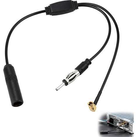 Adaptateur Antenne Voiture 0,6m, Splitter SMB vers DIN pour Autoradio, Câble Actif pour Utiliser l'Antenne AM/FM Standard, Compatible avec la Plupart des Autoradios Aftermarket (1/5)