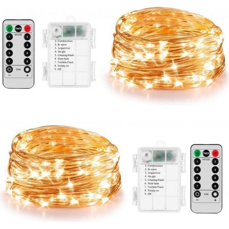 m lange, wasserdichte Lichterkette mit 50 LEDs, inklusive Fernbedienung und batteriebetriebener Weihnachtsdekoration für Feiern im Innen- und Außenbereich