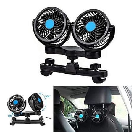 Lntyq Autolüfter, Auto-Elektrolüfter 12 V DC 360º Rotationsdesign und 2 Geschwindigkeitsstufen ändern Sommerluftkühlung für Rücksitzpassagiere/Haustiere (1/5)