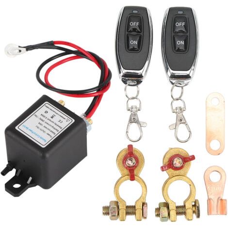QORVA- Interrupteur de déconnexion de batterie de voiture interrupteur de mise hors tension avec borne de cuivre télécommandée pour automobile 12V 120A