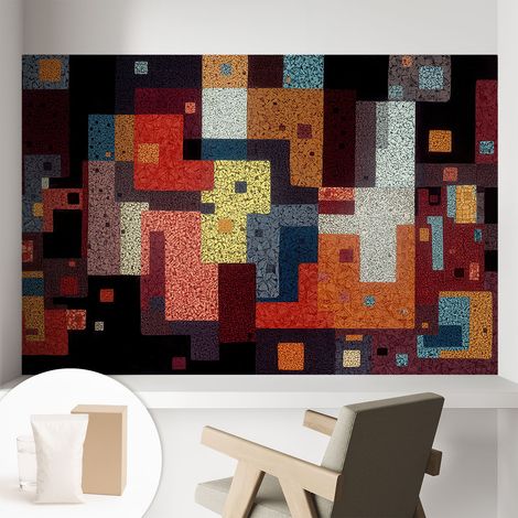 Papier peint intissé décoratif avec colle pour salon chambre et bureau Installation rapide Formes colorées 104x70 cm (1/5)