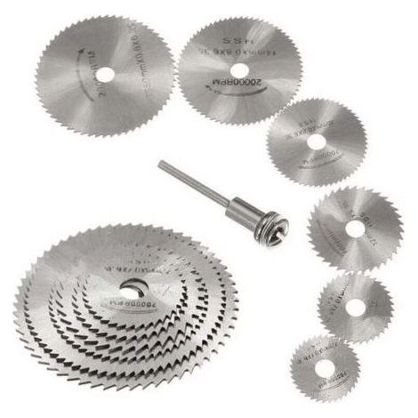 7pcs HSS Rotary Tool Saw Blade Set, Circular Saw Discs for Wood Cutting, Dremel Rotary Tool Chuck with 3.175mm(1/8") Extension Shank (1/4)