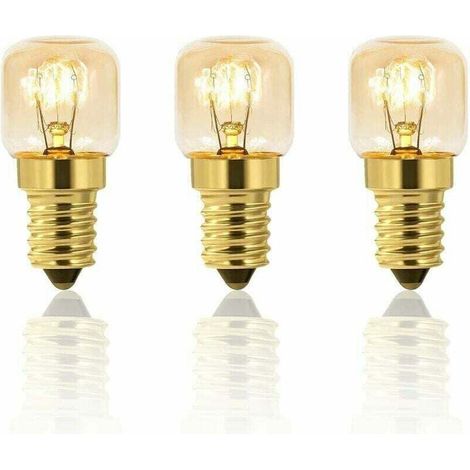 3 x 25-W-LED-Lampen, Helligkeit einstellbar, XU, Edison E14 T22, 25 W, hitzebeständig bis 300 °C, 160 lm, 220 V AC, 2700 K warmweiß, geeignet für Kühlschränke, Backöfen und Grillöfen, Energieklasse G: