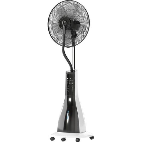 Ventilateur sur pied refroidi par eau avec fonction brumisateur, télécommande, minuterie, oscillation, 3 vitesses, réservoir d'eau de 3 L, 90 W, avec
