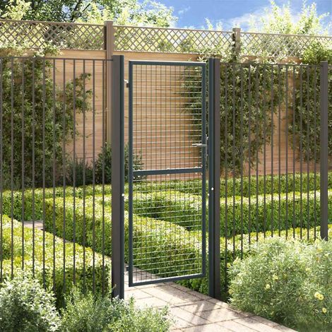 Portail de Jardin Grillagé en Acier Galvanisé Robuste Gris Anthracite 100 x 250 cm - PANGIVO (1/5)