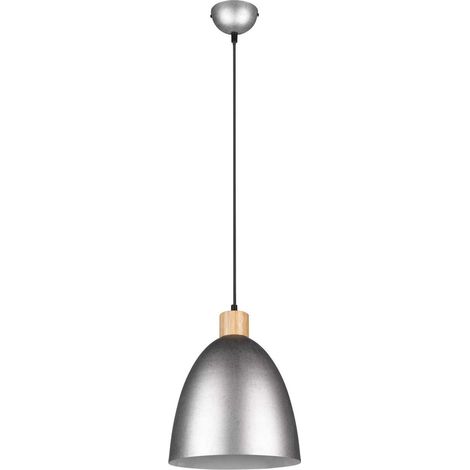 Suspension JAGGER chrome/bois clair E27 réglable 150cm (1/5)