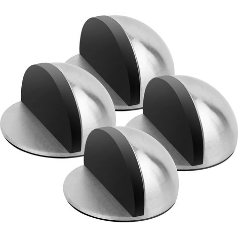 (Silver)4 Pack Door Stops and Bumpers with Rubber Sole, Adhesive Door Block to Protect Doors, Walls and Furniture (1/5)