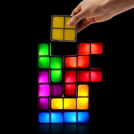 JSSEVN-lampe de table LED à empiler à assembler soi-même, 7 couleurs, emboîtables, nouveauté, puzzle 3D, lumière magique, lumineuse, pour enfants, (1/5)