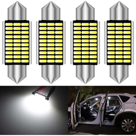 6000K weiße Canbus-LED-Lampen, extrem hell für Kennzeichen- und Innenbeleuchtung – kompatibel mit 6411, 6413, 6423, 6461, DE3425 (4 Stück) – KZQ