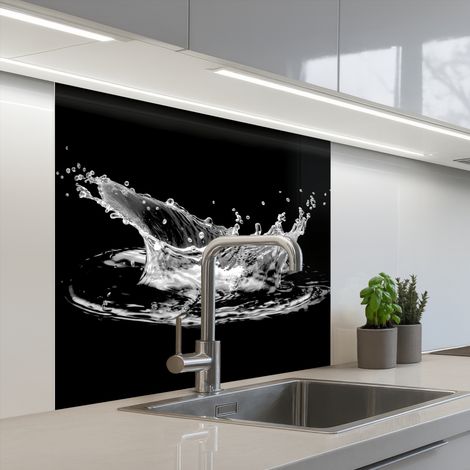 Kitchen Splashback Water - Splash - Water - Black 80x80 cm