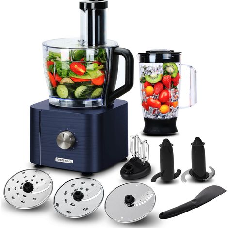 Robot de cuisine multifonction 1100 W avec bol 3,2 L et récipient 1,5 L, 3 vitesses, fonction pulse et accessoires (1/5)