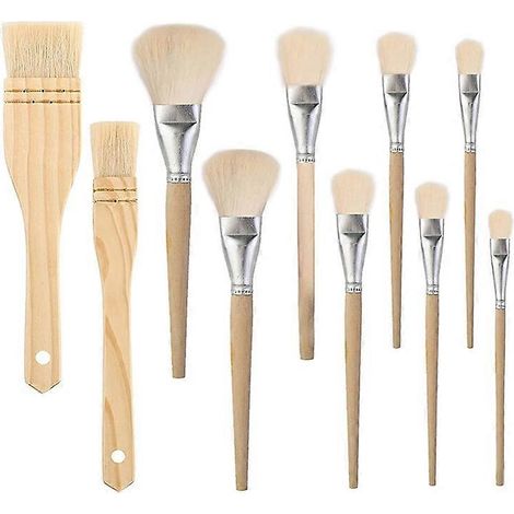 Lot de 10 pinceaux de tailles assorties pour aquarelle, lavis et céramique (1/4)