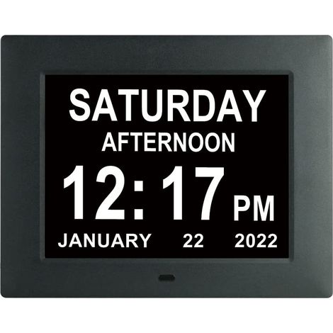 Horloge numérique pour personnes âgées, réveil 8 pouces, horloge Alzheimer avec date et heure, aide à lutter contre les pertes de mémoire, horloge pour les personnes atteintes d'Alzheimer et de démenc (1/4)