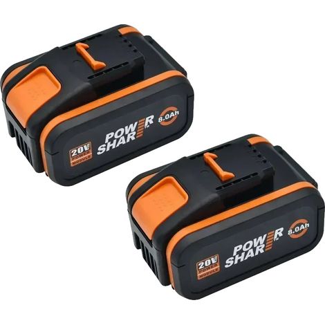 Batterie de remplacement, capacité 8000mAh, compatible avec les outils Worx, 20V 8.0Ah X 2 (1/2)