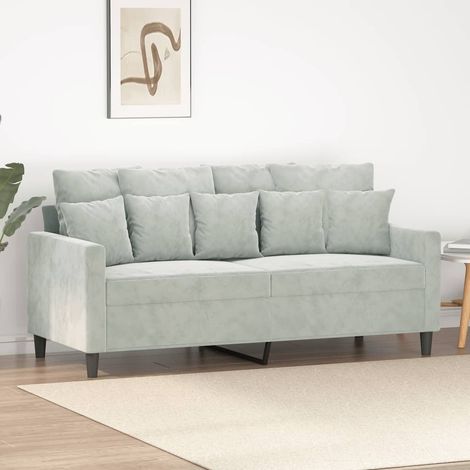 vidaXL Canapé à 2 places Gris clair 140 cm Velours (1/6)