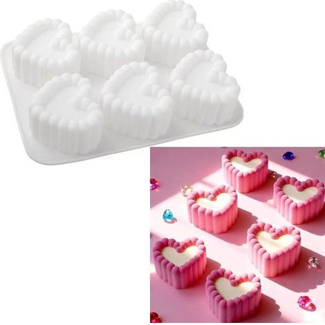 Stampo in silicone – Stampo antiaderente a forma di cuore per torte, mousse, biscotti, saponi, cubetti di ghiaccio e waffle (a forma di cuore) (1/5)