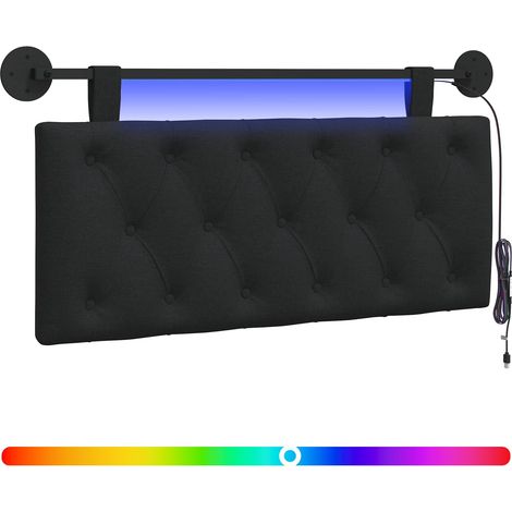 Maison Exclusive - Hängendes Kopfteil Mit LED Licht Schwarz Stoff