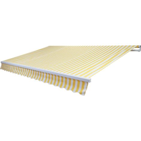 HHG – Toile de rechange pour store à bras articulé 4x3m – Acrylique jaune-blanc – Protection UV 50 – Tissu résistant à l'eau et à la saleté