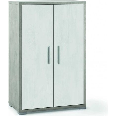 Mobile armadio 2 ante h110 l71 p41 cm strutura color cemento frontali bianco ossido dd270k sarmog - Sarmog (1/6)